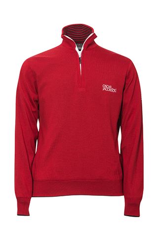 Picture of Oscar Jacobson Brett Tour Lined Sweater - Red - LAST ONE Med