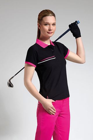 Picture of Glenmuir ZNS Willow Performance Contrast Piping Polo Shirt - Black