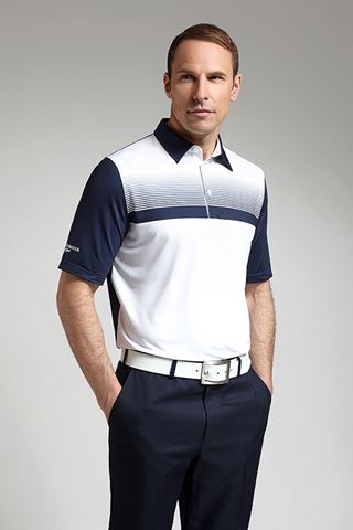 Picture of Glenmuir ZNS Leo Performance Jersey Printed Stripe Polo Shirt - Navy - LAST ONE L