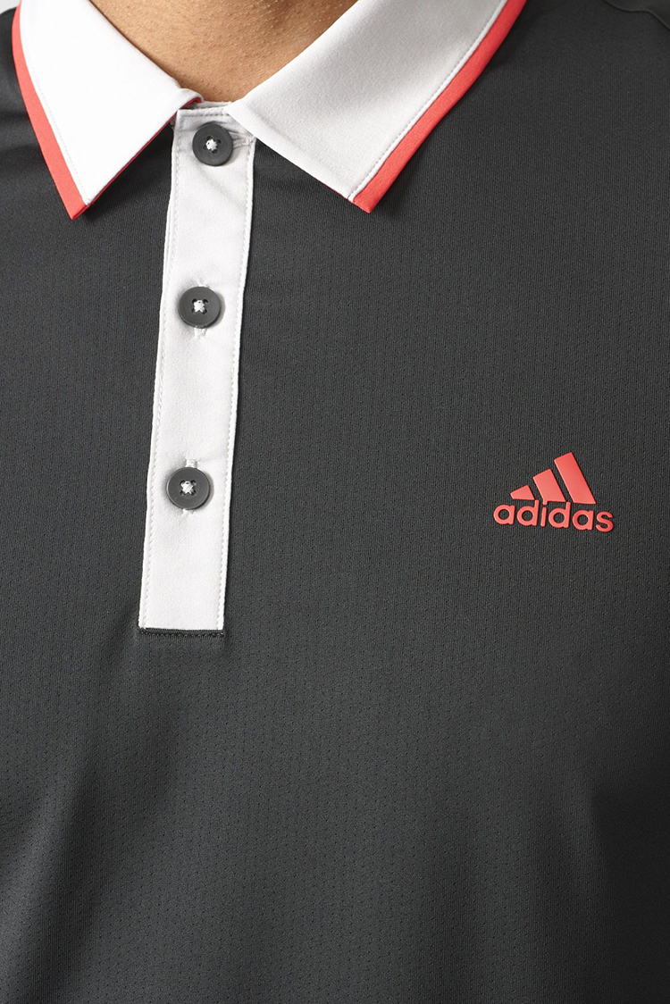 Picture of adidas Climacool Tipped Polo Shirt - Black / Stone / Red