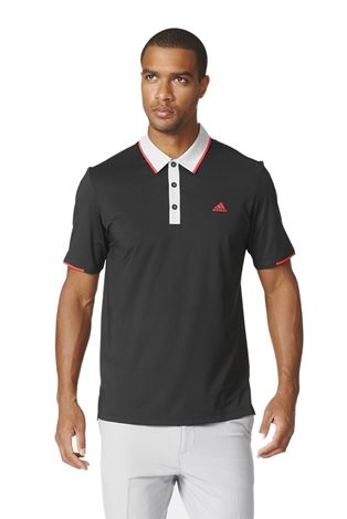 Show details for adidas Climacool Tipped Polo Shirt - Black / Stone / Red