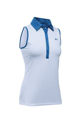 Picture of Under Armour ZNS Stripe Zinger Sleeveless Polo Shirt - White/Medtiterrean