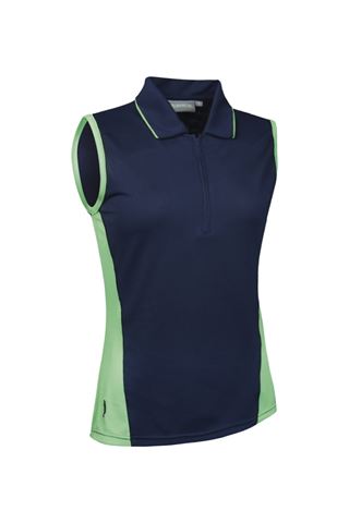Picture of Glenmuir ZNS Meryl Sleeveless Panel Polo Shirt - Navy/Spring Green