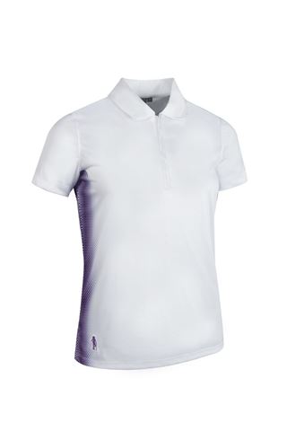 Picture of Glenmuir zns Winona Side Panel Print Polo Shirt - White/Royal Purple