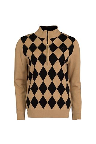 Picture of Green Lamb ZNS Bibi Lined Argyle Front 1/2 Zip Sweater - Gold/Black