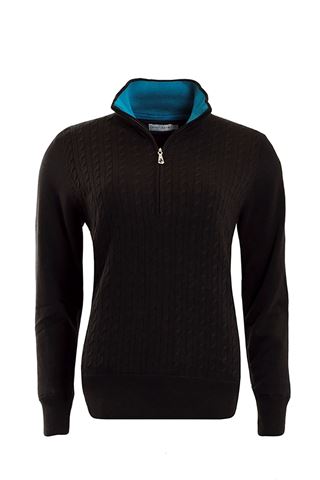 Picture of Green Lamb ZNS Britt Lined Cable 1/2 Zip Sweater - Black/Fjord Blue