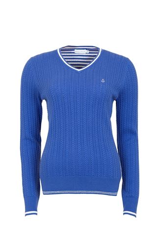 Picture of Green Lamb zns Britteny Cable Sweater - Sapphire/White