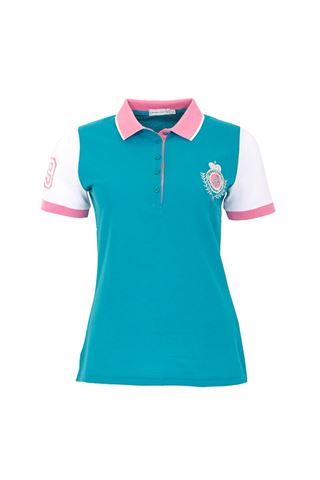 Picture of Green Lamb zns Cilla Crested Polo Shirt - Teal/White