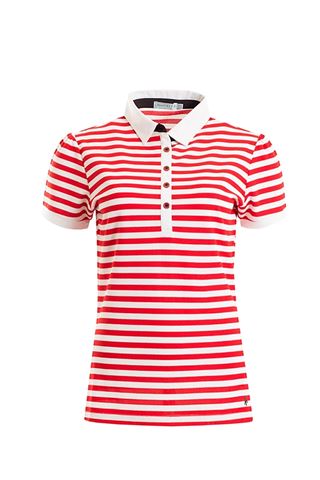 Picture of Green Lamb ZNS Fern Striped Polo Shirt - Berry/White