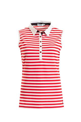 Picture of Green Lamb ZNS Flair Sleeveless Striped Polo Shirt - Berry/White