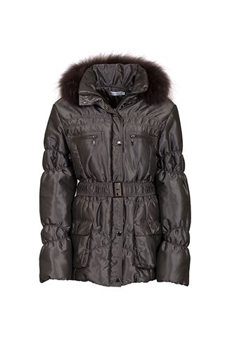 Picture of Green Lamb Janice Padded Jacket with Fur Trim - Charcoal