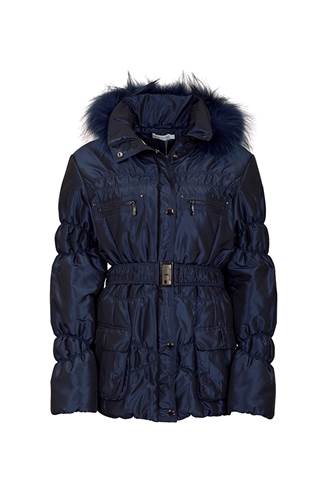 Picture of Green Lamb Janice Padded Jacket with Fur Trim - Navy