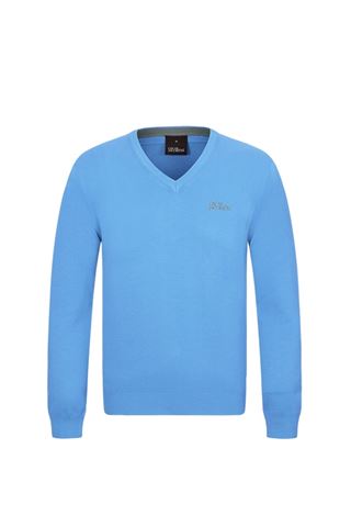Picture of Oscar Jacobson zns Bobby Tour V-neck Sweater - Sky Blue