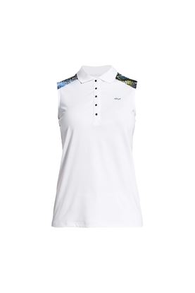 Show details for Rohnisch Print Sleeveless Polo Shirt - Blue Shell Ocean Ripple