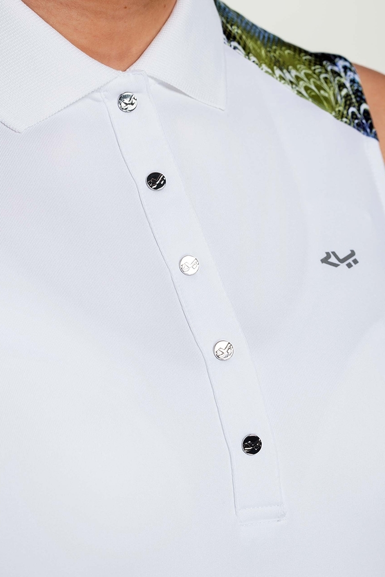 Picture of Rohnisch Print Sleeveless Polo Shirt - Blue Shell Ocean Ripple