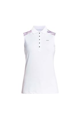 Show details for Rohnisch Print Sleeveless Polo Shirt - Cherry Blossom Ocean Ripple