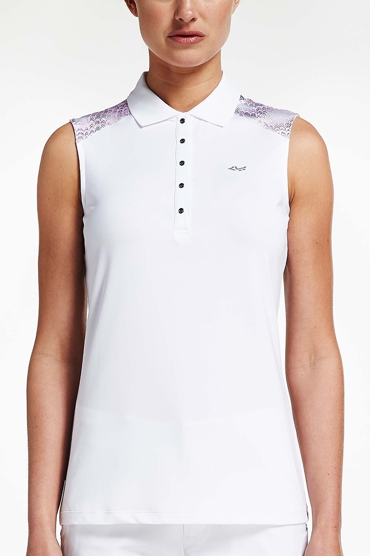 Picture of Rohnisch Print Sleeveless Polo Shirt - Cherry Blossom Ocean Ripple