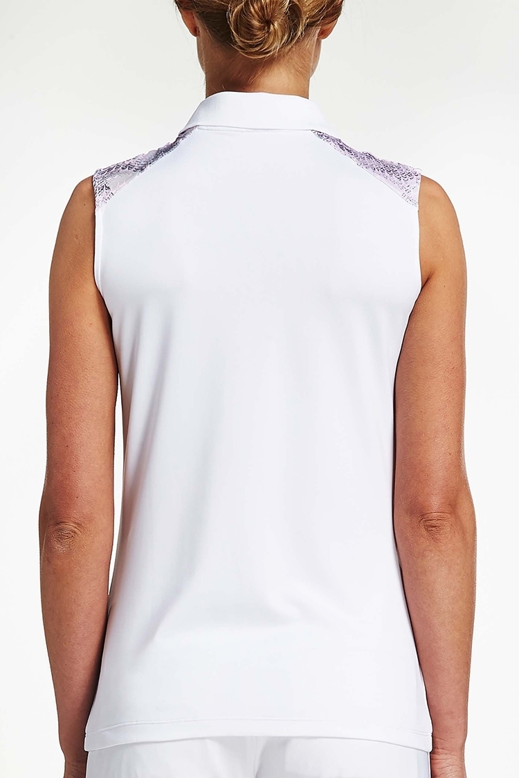 Picture of Rohnisch Print Sleeveless Polo Shirt - Cherry Blossom Ocean Ripple