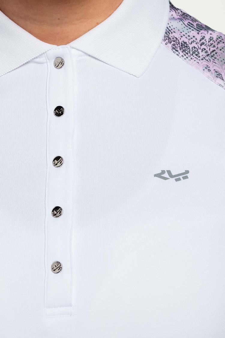 Picture of Rohnisch Print Sleeveless Polo Shirt - Cherry Blossom Ocean Ripple