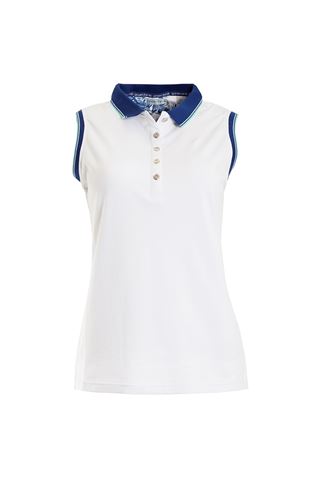 Picture of Green Lamb zns Paulina Jersey Club Sleeveless Polo - White / Ocean