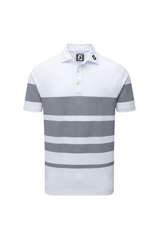 Picture of FootJoy ZNS Birdseye Stripe Pique Polo Shirt - White / Navy