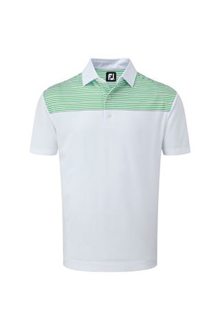 Picture of FootJoy ZNS Stretch Lisle Shoulder Stripe Polo - White / Green / Navy