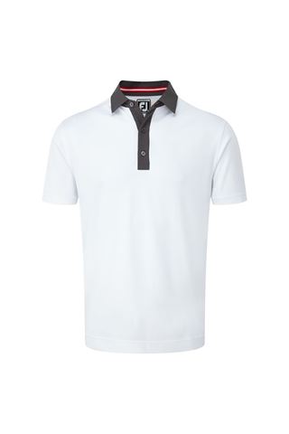 Picture of FootJoy ZNS Smooth Pique Pin Dot Polo - White / Charcoal / Red