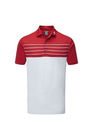 Picture of FootJoy ZNS Colour Block Striped Pique Polo - White / Red