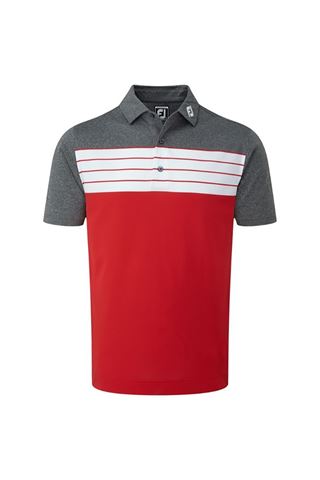 Picture of FootJoy ZNS Colour Block Stripe Polo - Red / White / Charcoal