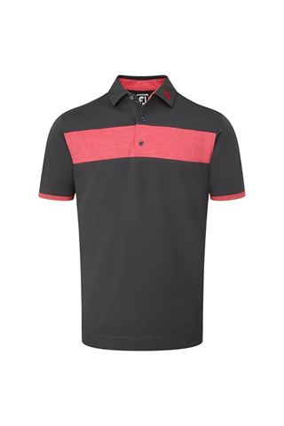 Picture of FootJoy ZNS Heather Pieced Stripe Smooth Polo - Charcoal / Red