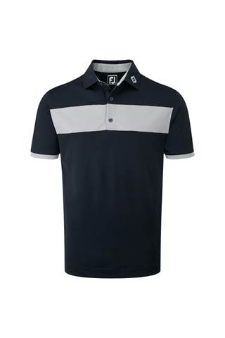 Picture of FootJoy ZNS Heather Pieced Stripe Smooth Polo - Navy / Heather Grey