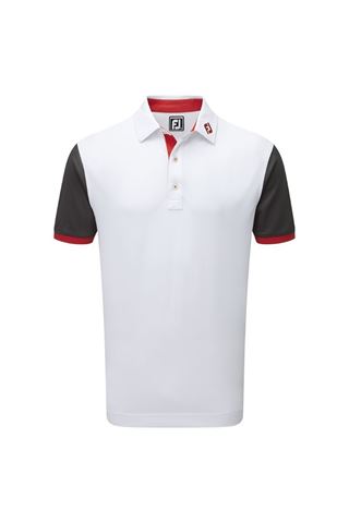 Picture of FootJoy ZNS Stretch Colour Block with Contrast Trim - White / Charcoal / Red