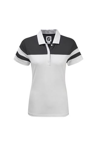 Picture of FootJoy ZNS Smooth  Pique Colour Block Polo Shirt - White / Charcoal