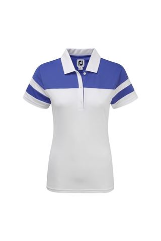 Picture of FootJoy zns Smooth Pique Colour Block Polo Shirt - White / Periwinkle