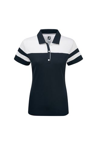 Picture of FootJoy zns Smooth Pique Colour Block Polo Shirt - White / Navy