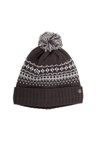 Picture of Green Lamb zns Helen Lined Fairisle Beanie - Charcoal / White