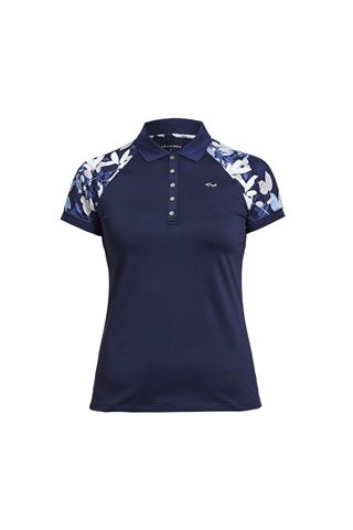 Picture of Rohnisch zns  Leaf Block PS Polo Shirt - Navy Leaves