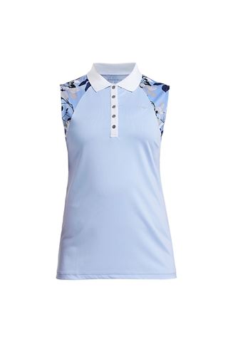 Picture of Rohnisch zns Leaf Sleeveless Polo Shirt - Light Blue Leaves