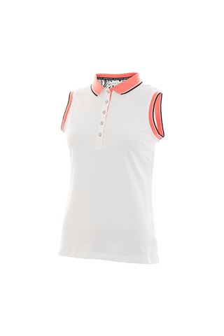 Picture of Green Lamb zns Pam Jersey Club Sleeveless Polo Shirt - White / Coral