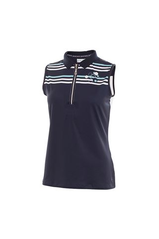 Picture of Green Lamb zns Phyllis Sleeveless Placement Polo Shirt - Navy