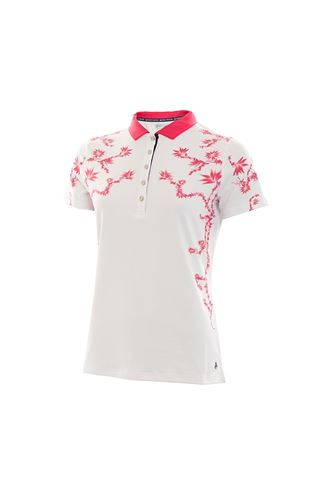 Picture of Green Lamb  zns Phil Placement Print Polo Shirt - White / Hibiscus