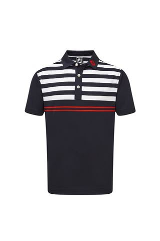 Picture of Footjoy ZNS Men's Smooth Pique with Graphic Stripes - Navy / White / Scarlet