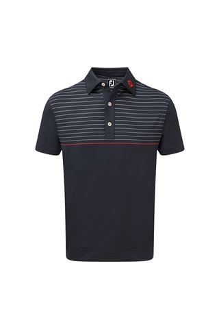 Picture of Footjoy Stretch zns Lisle Engineered Pinstripe Polo Shirt - Navy / White / Scarlet