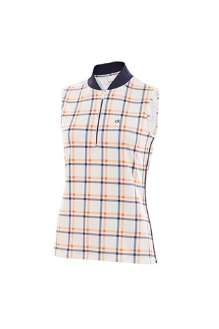 Picture of Calvin Klein zns Frontier Sleeveless Polo Shirt - White / Pure Orange