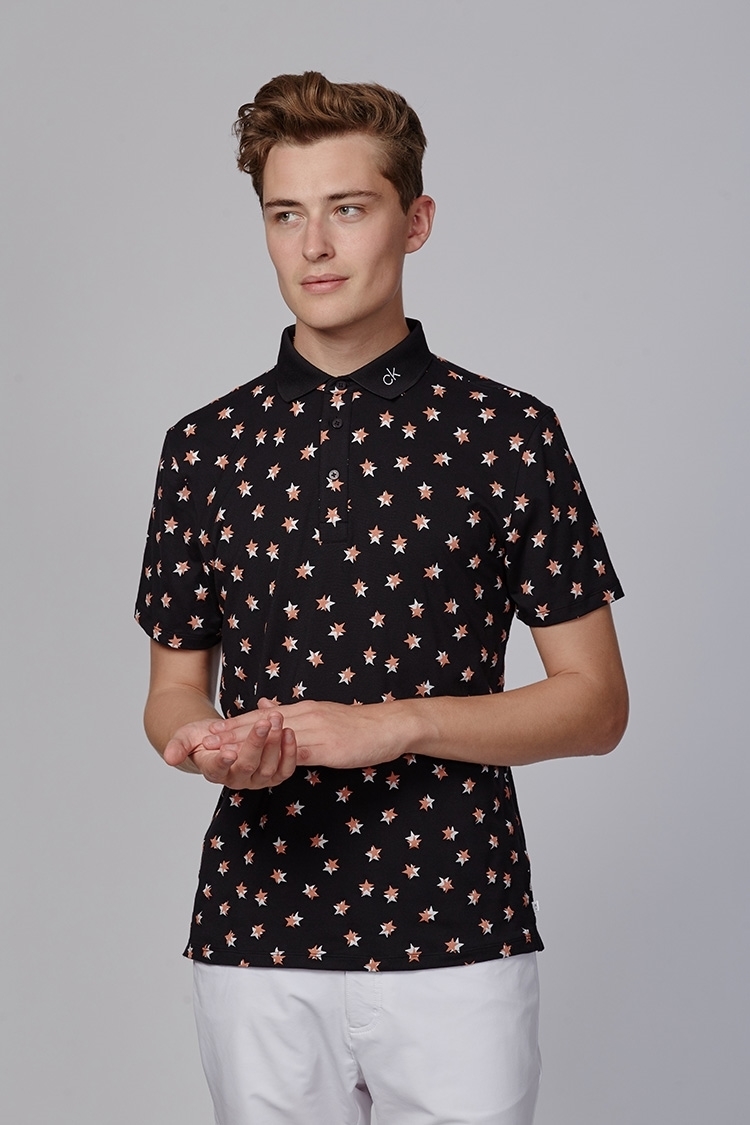 Picture of Calvin klein Men's Scarlar Polo Shirt - Black / Porange