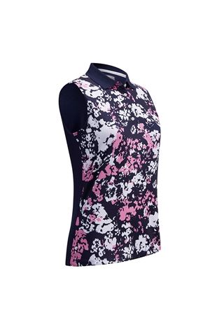 Picture of Callaway zns  Ladies Floral Print Sleeveless Polo Shirt - Peacoat