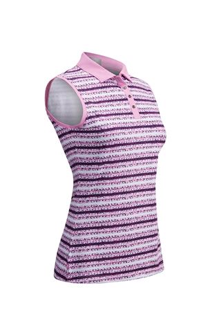 Picture of Callaway zns Crystal Stripe Printed Sleeveless Polo Shirt - Fushia Pink