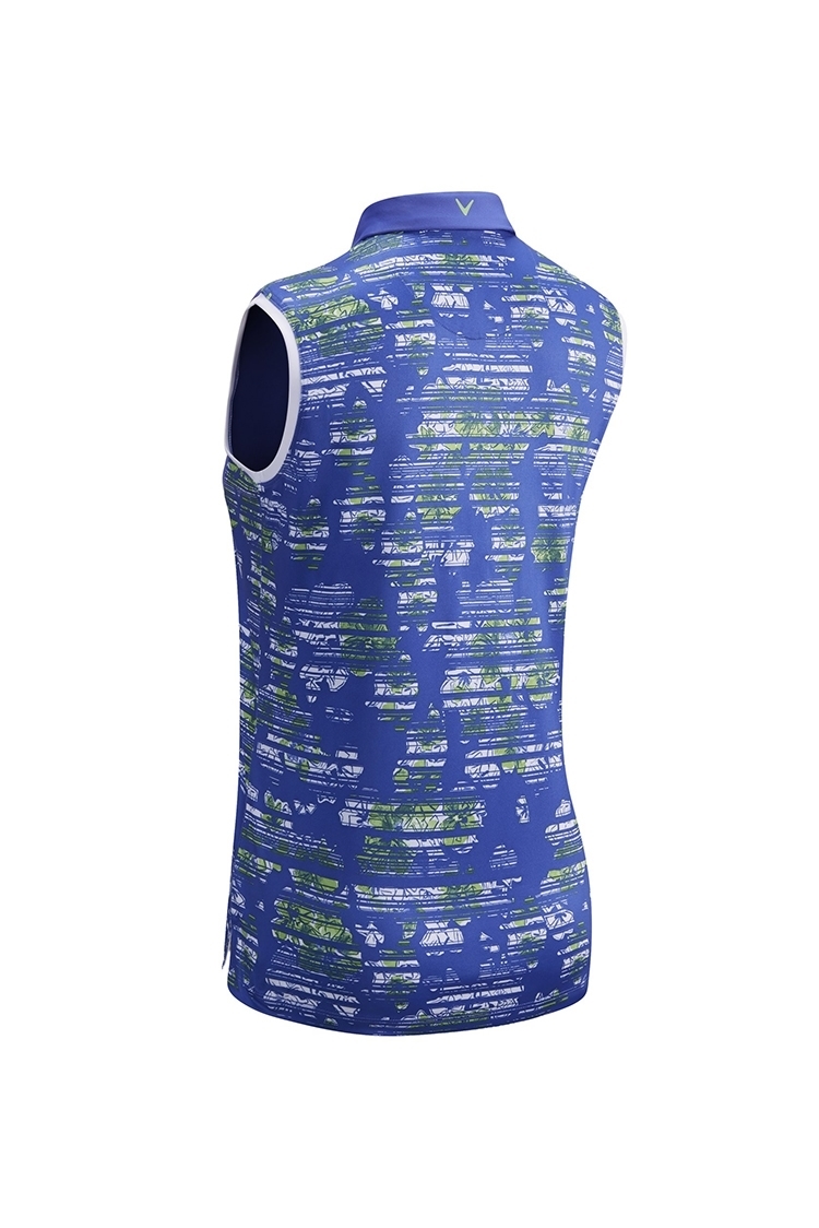 Picture of Callaway zns Stainglass Floral Sleeveless Polo Shirt - Amparo Blue