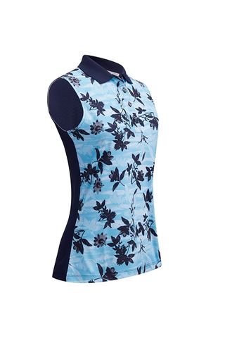 Picture of Callaway zns Honey Comb Floral Sleeveless Polo - Peacoat