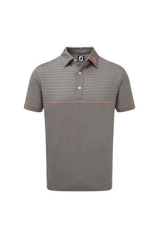 Picture of Footjoy zns Men's Stretch Lisle Engineered Pinstripe Polo Shirt - Granite / Heather Grey / Watermelon